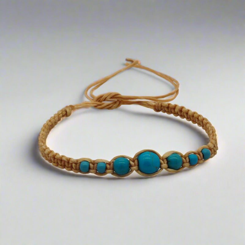 bratara handmade bumbac impletit piatra turcoaz