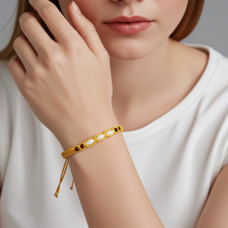 bratara handmade bumbac portocaliu