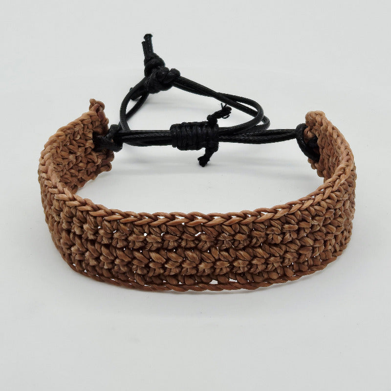 bratara handmade macrame bumbac ceruit maro