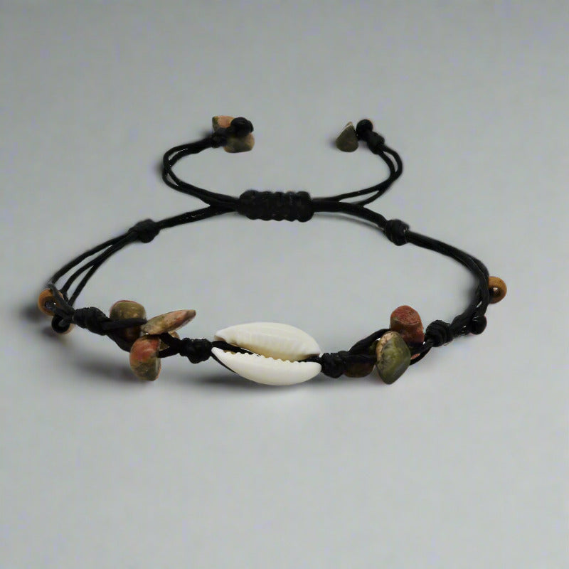 bratara handmade piatra unakite scoica