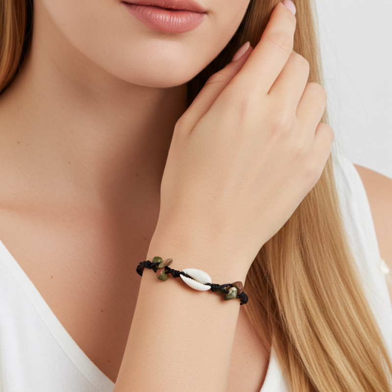 bratara handmade piatra unakite scoica