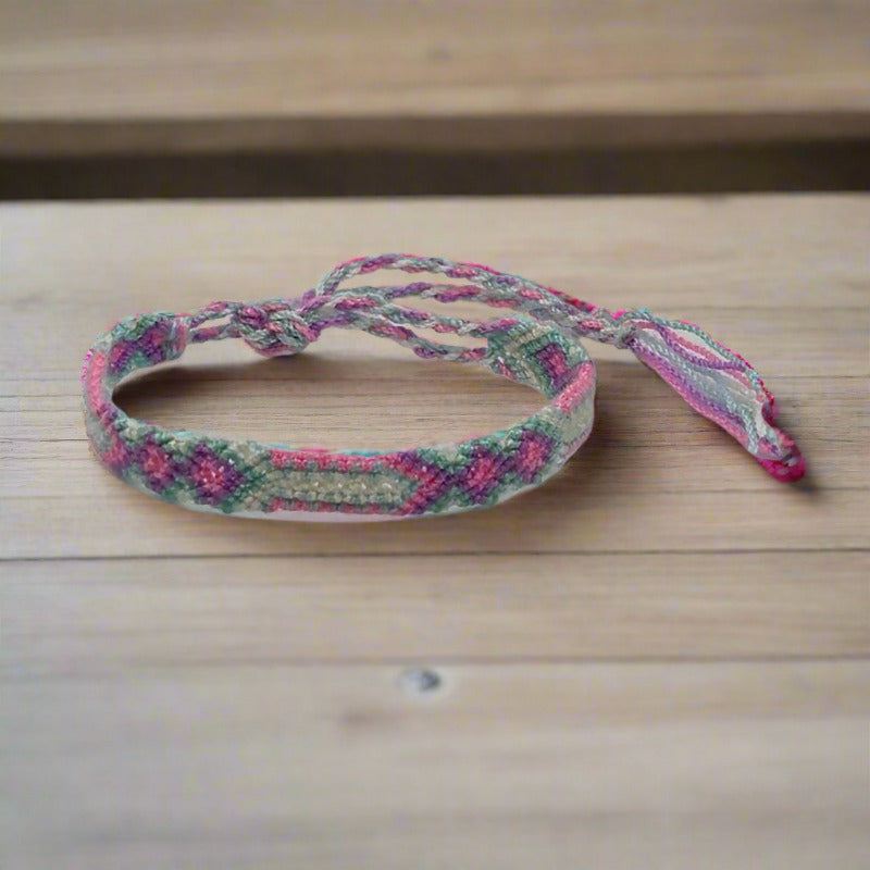 bratara impletita bumbac roz