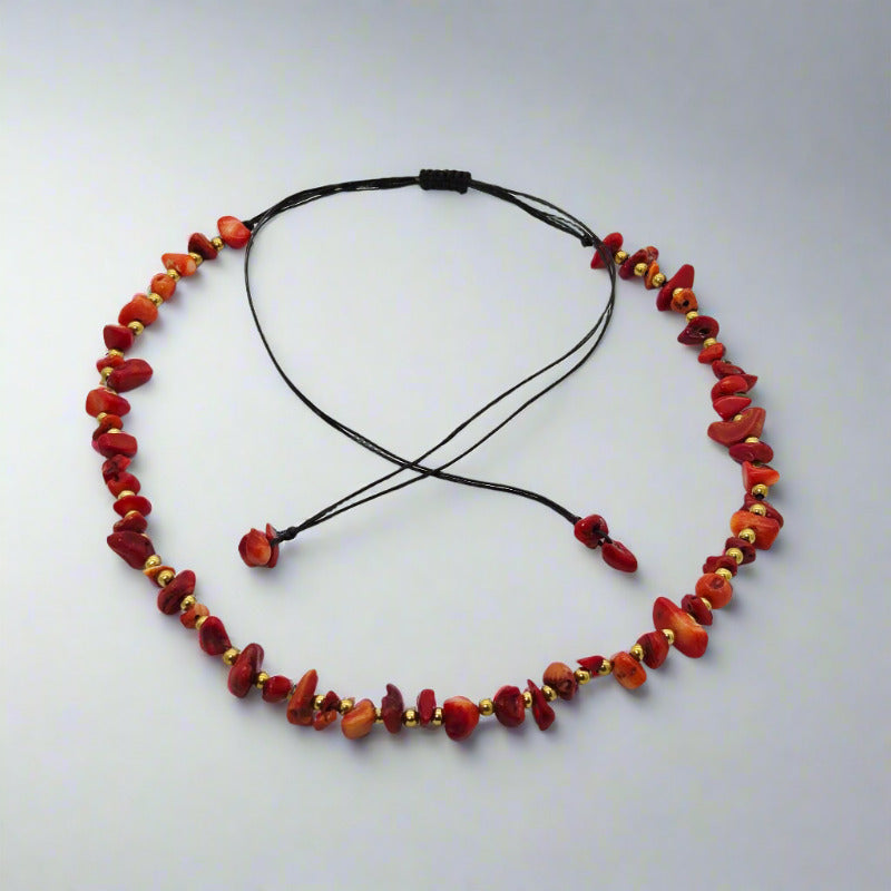 colier handmade jasp rosu