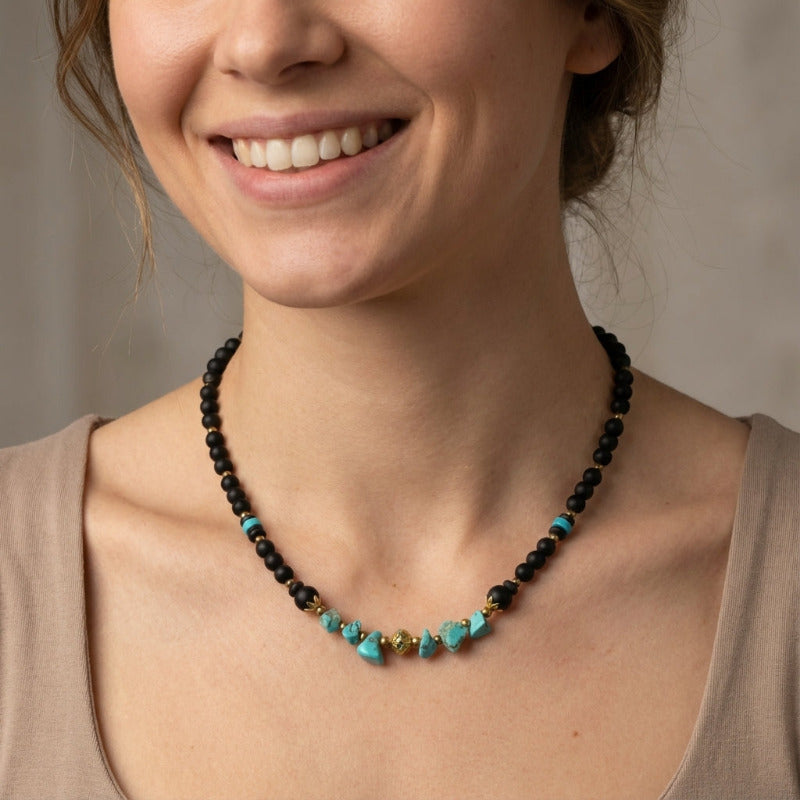 colier piatra naturala onyx turcoaz