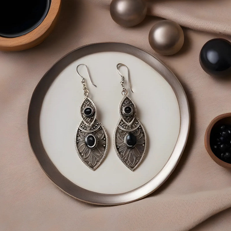 Cercei cu model etnic berber si piatră naturală