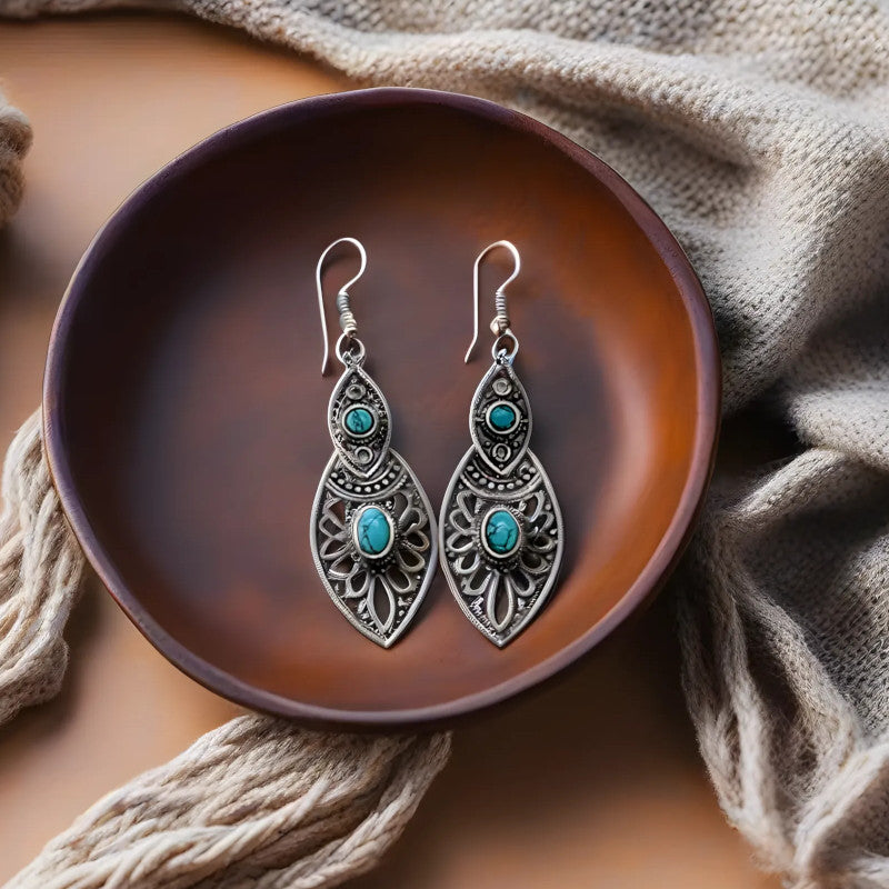 Cercei cu model etnic berber si piatră naturală