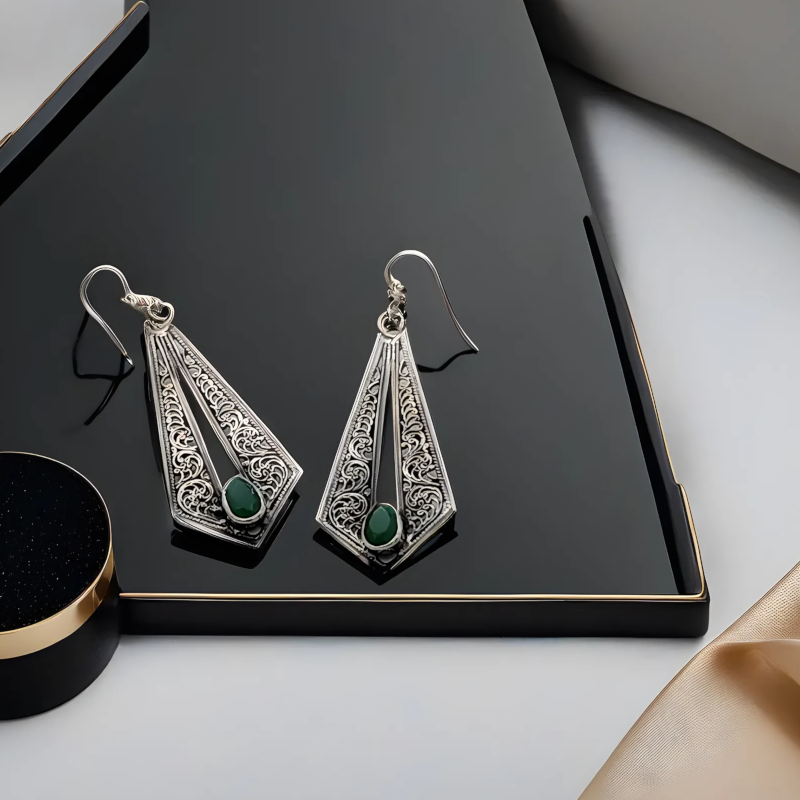 Cercei berberi cu piatră naturală