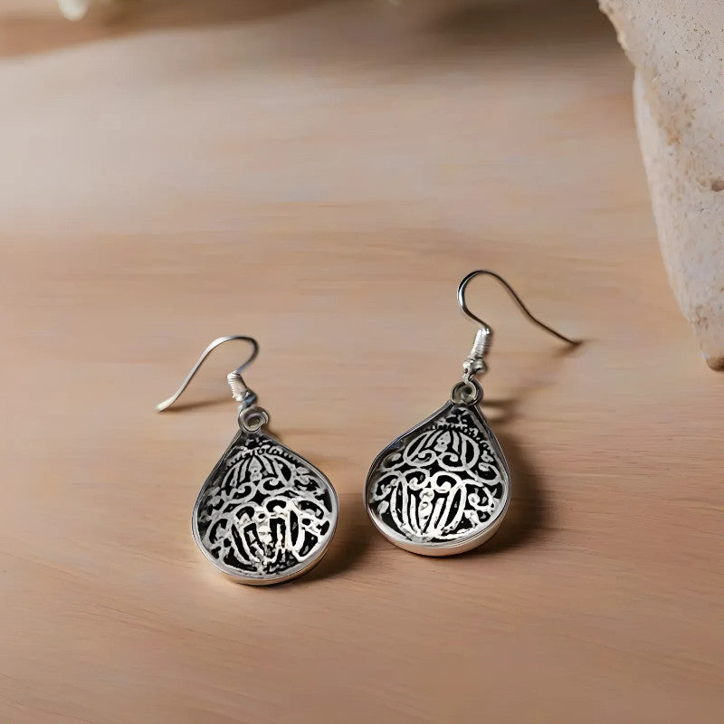 Cercei teardrop cu design berber