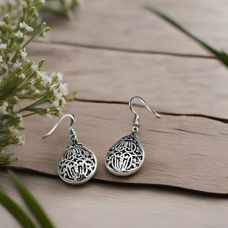 Cercei teardrop cu design berber