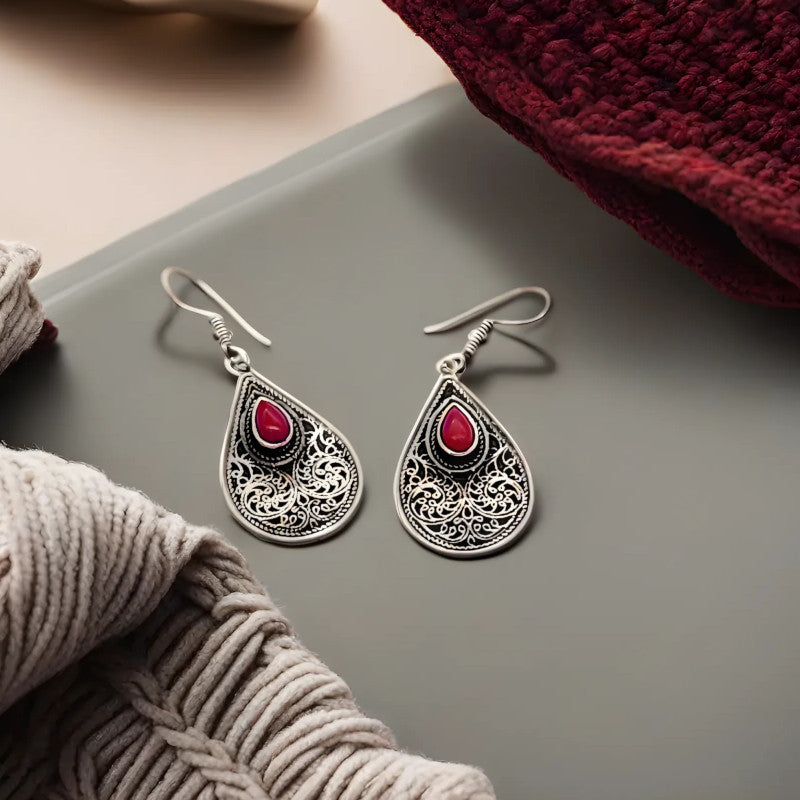 Cercei teardrop cu model berber