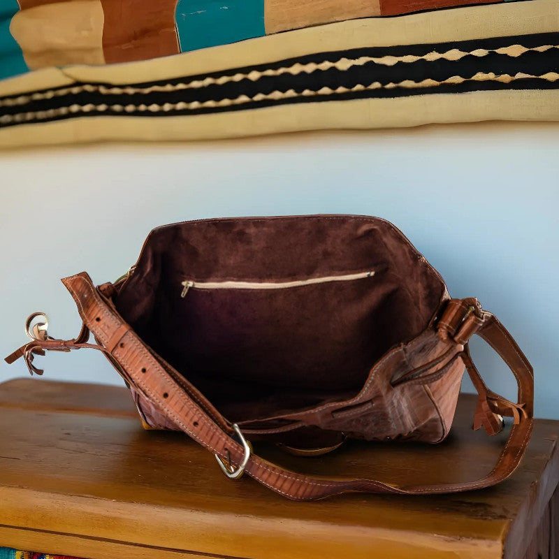 geanta marocana mare umar piele maro