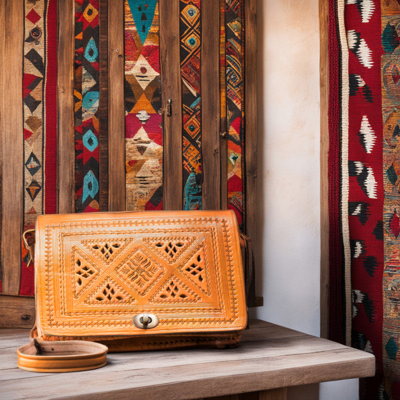 geanta piele galben caramel