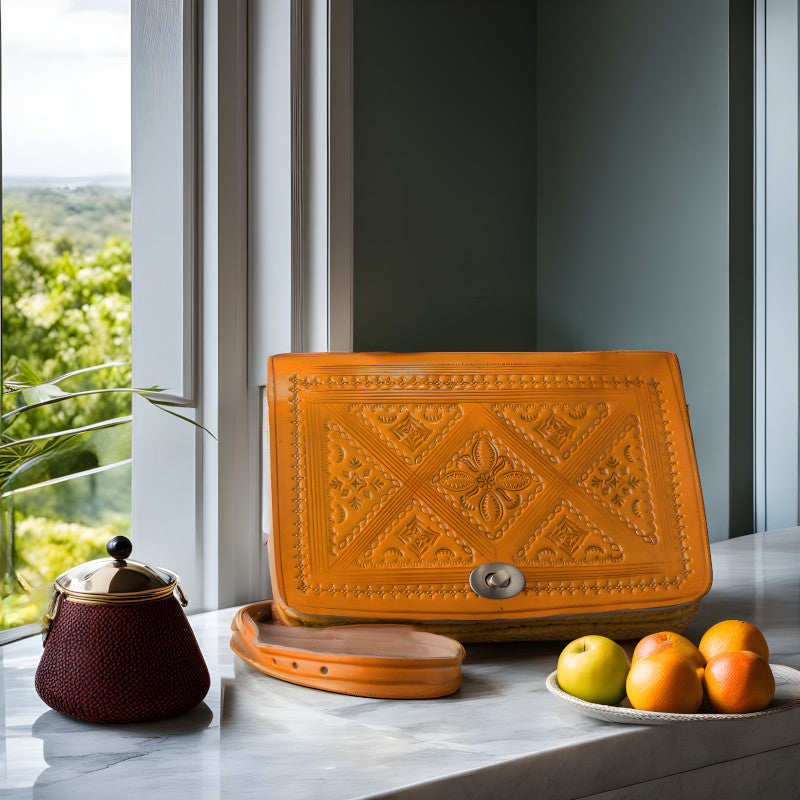 geanta piele galben caramel