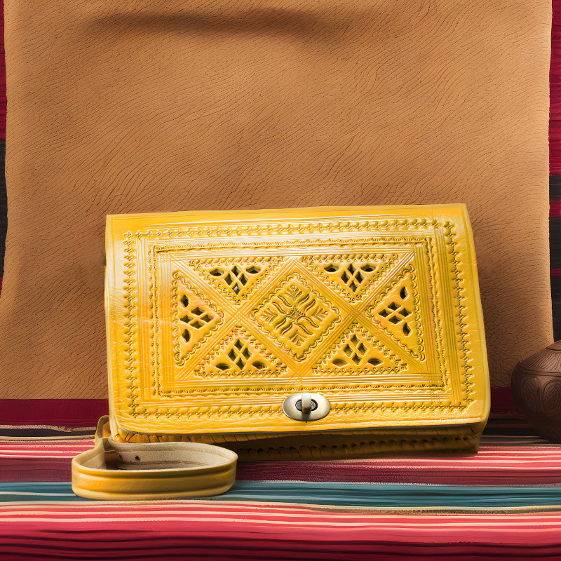 geanta piele galbena