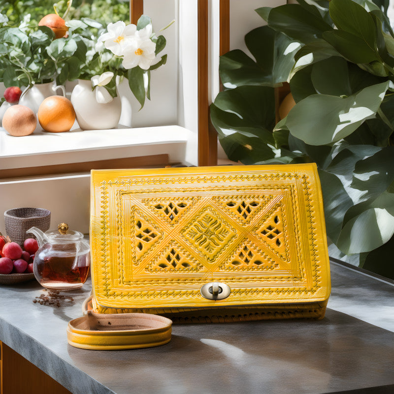 geanta piele galbena