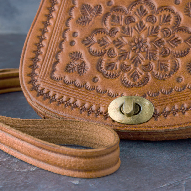 Geantă marocană din piele maro Ines