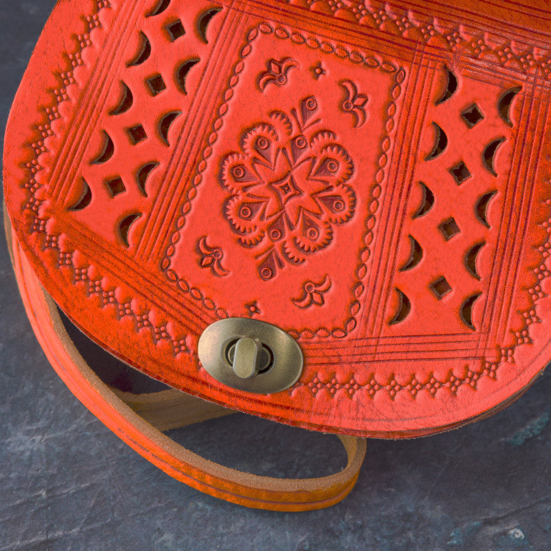 geanta piele portocalie