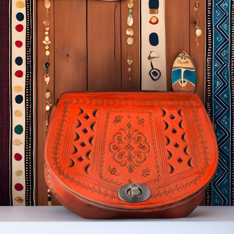 geanta piele portocalie