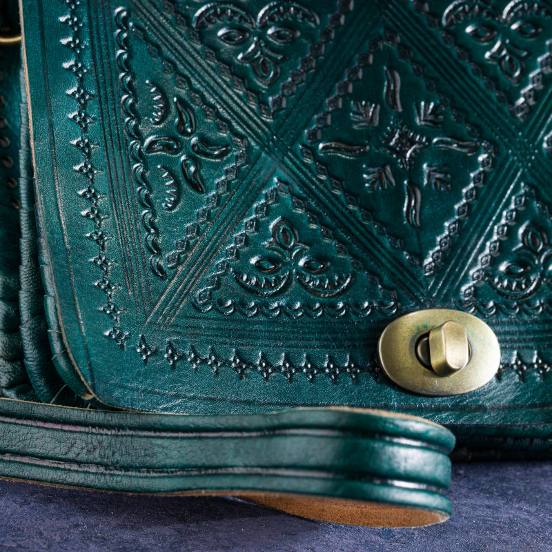 geanta piele verde inchis