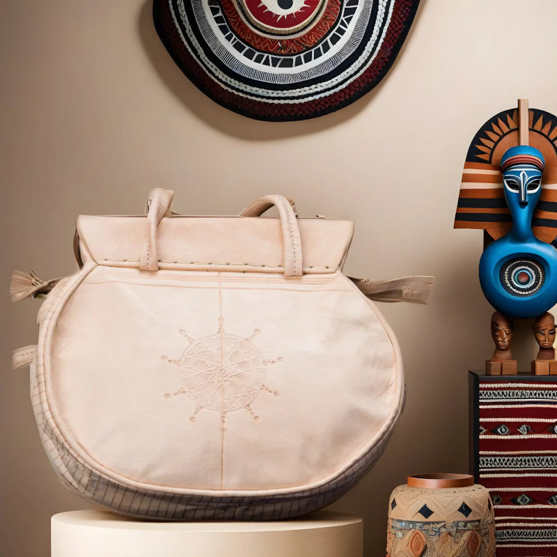 geanta handmade piele beige modele etnice
