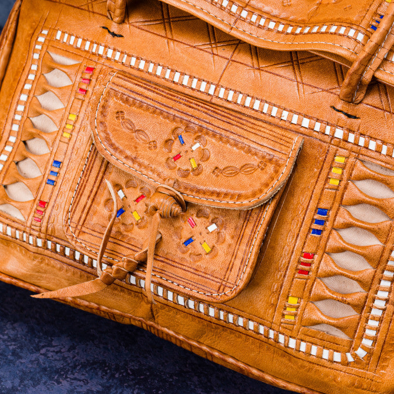 geanta handmade piele caramel modele etnice