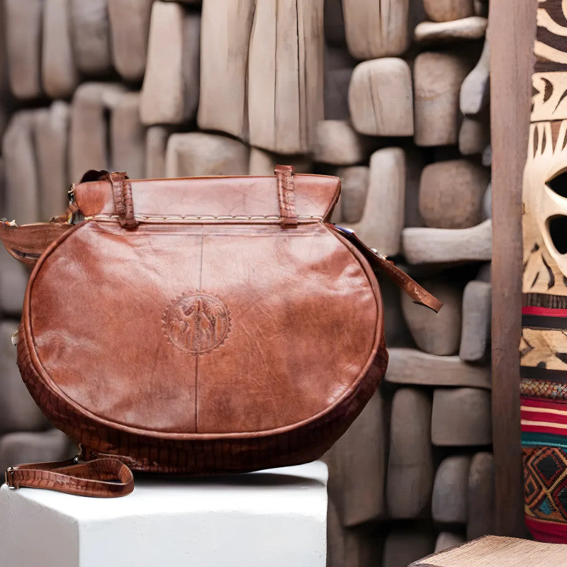 geanta handmade piele maro modele etnice