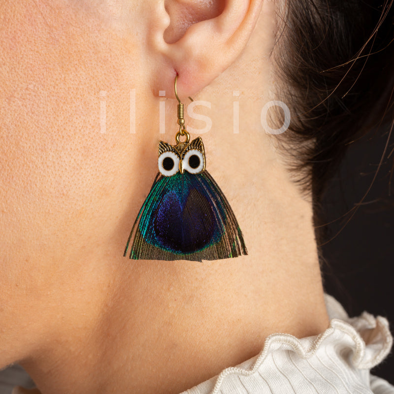 Cercei lungi boho cu model bufnita