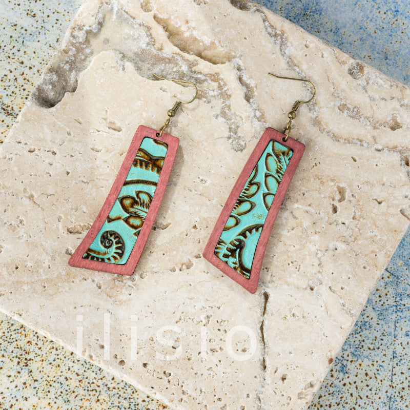 cercei piele model floral