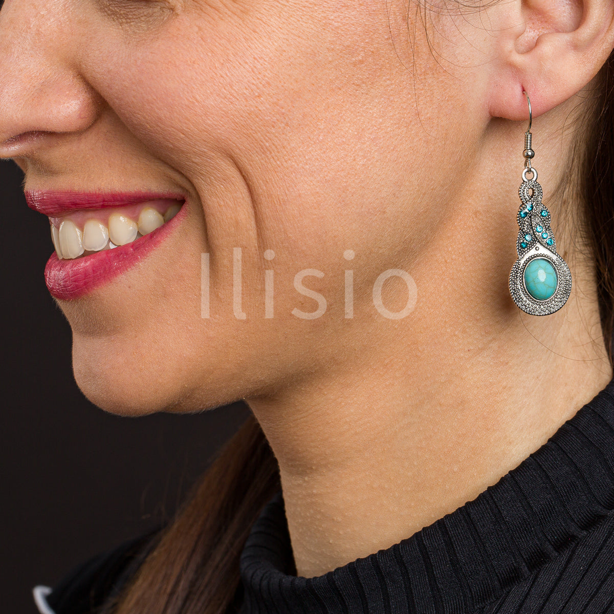Cercei lungi, cu pietre semipretioase turcoaz - Ilisio.ro