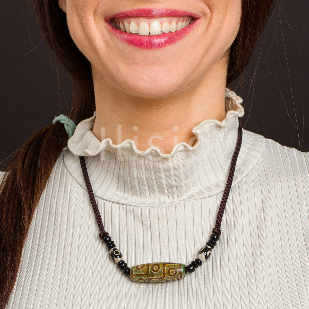 Colier handmade, pentru cadou femei, cu pietre semipretioase cloisonne - Ilisio.ro