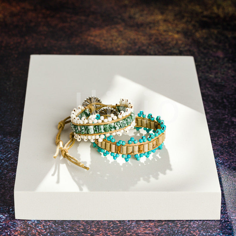 Bratara handmade, din pietre semipretioase, de Jasp Turcoaz si Verde - Ilisio.ro