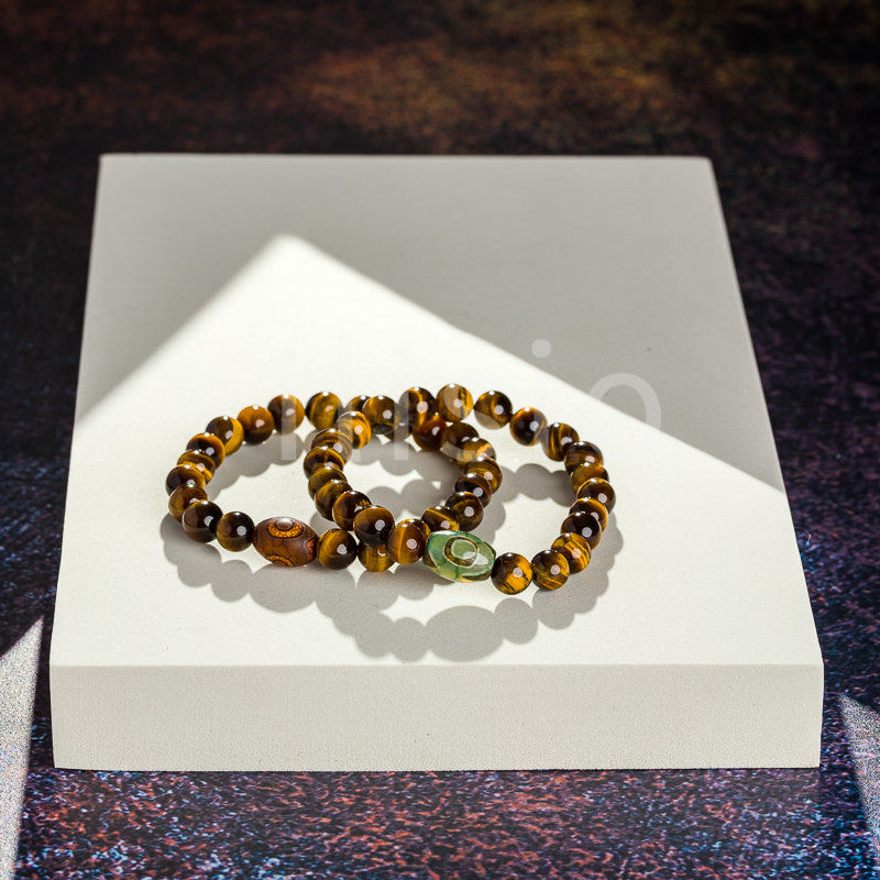 Bratara handmade, cu pietre semipretioase, de Ochi de Tigru si Agat Dzi - Ilisio.ro