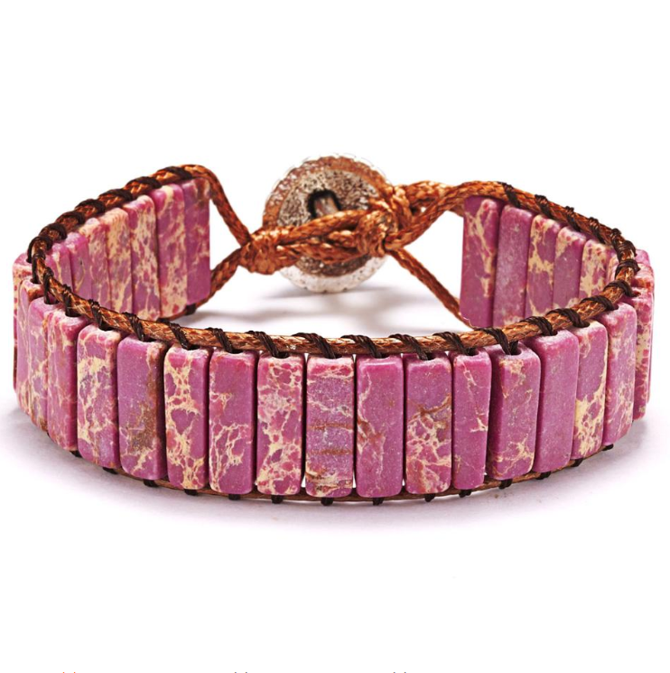 Bratara handmade, cu pietre semipretioase de Jasp Violet - Ilisio.ro