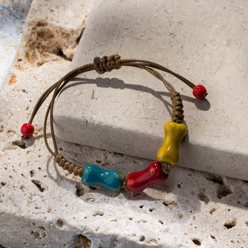 bratara boho piese ceramice