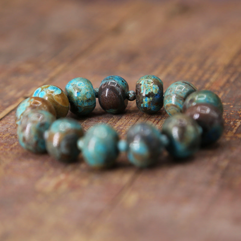 Bratara handmade, din pietre semipretioase rotunde, de Jasp oceanic - Ilisio.ro