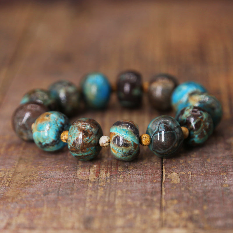 Bratara handmade, din pietre semipretioase rotunde, de Jasp oceanic - Ilisio.ro