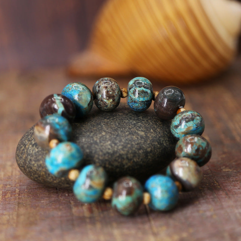 Bratara handmade, din pietre semipretioase rotunde, de Jasp oceanic - Ilisio.ro