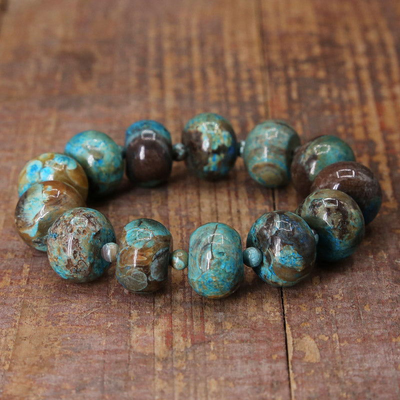 Bratara handmade, din pietre semipretioase rotunde, de Jasp oceanic - Ilisio.ro