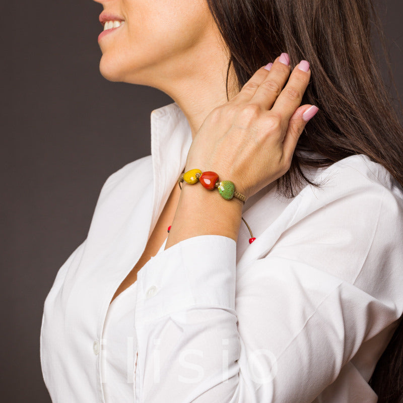 bratara boho piese ceramice