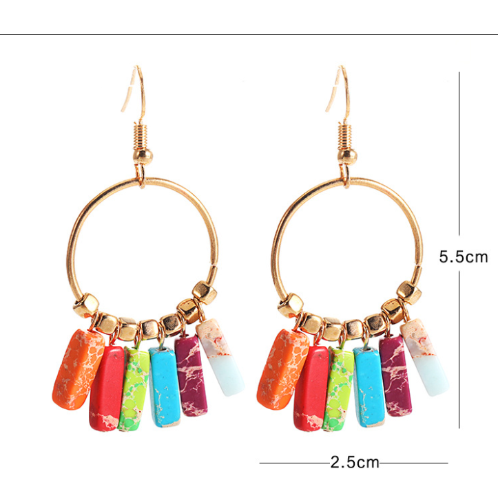 Cercei handmade, din pietre semipretioase, de Jasp multicolor - Ilisio.ro