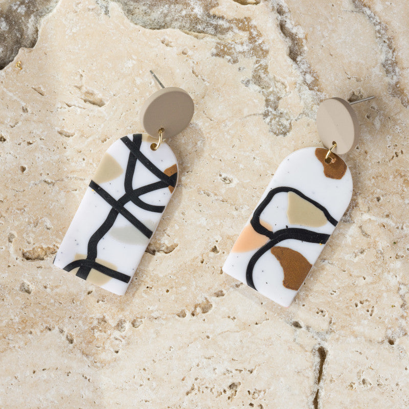 Cercei ceramici cu model abstract