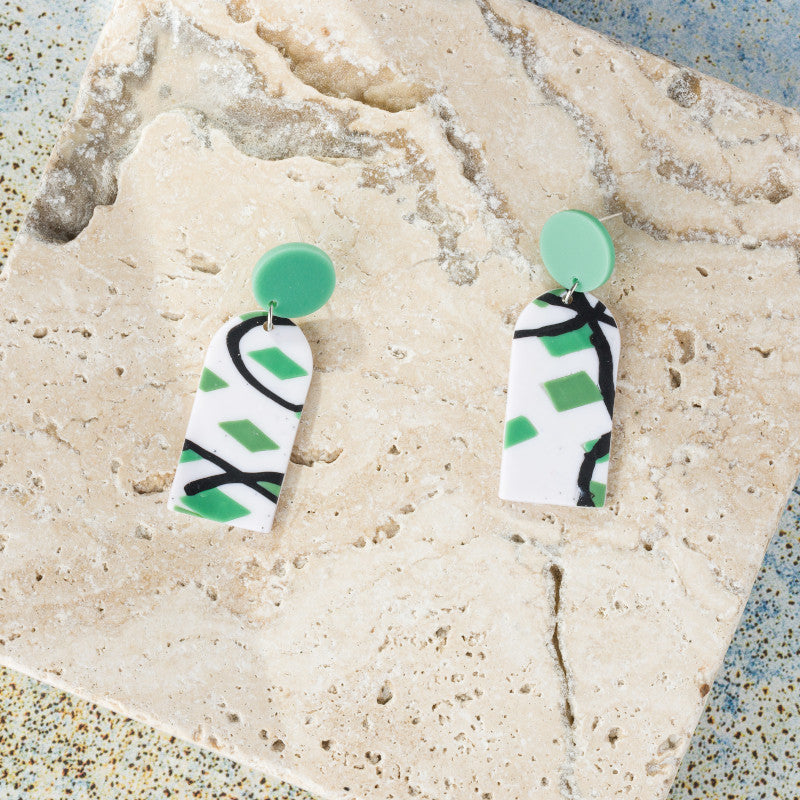 Cercei ceramici cu model abstract