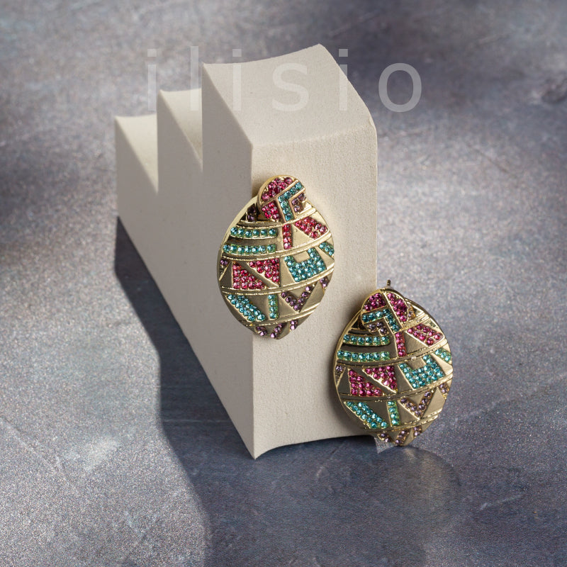 Cercei retro model tribal cu pietre semipretioase