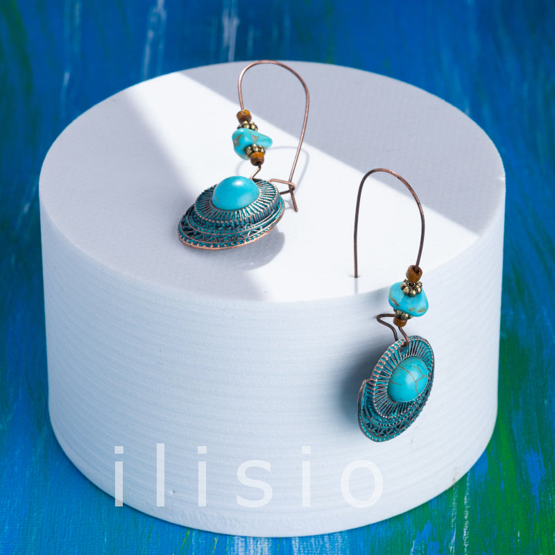 cercei handmade cu piatra turcoaz