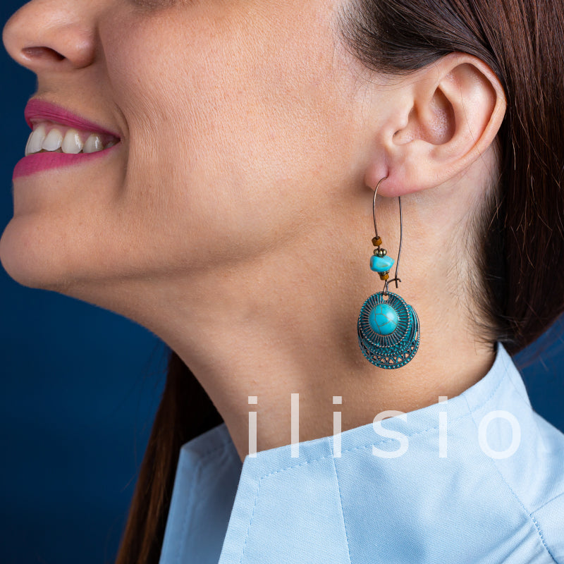 cercei handmade cu piatra turcoaz