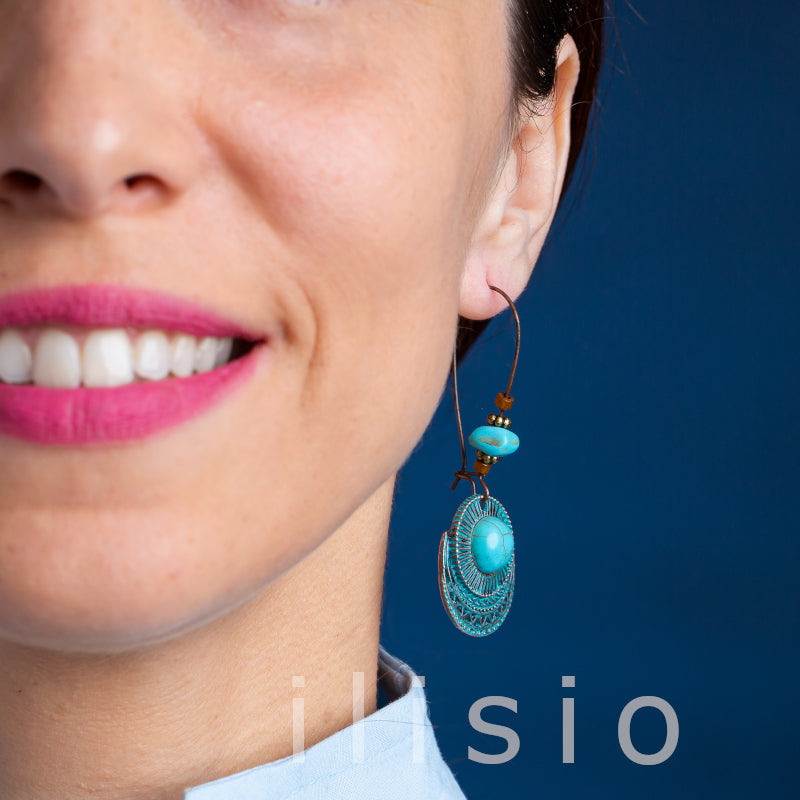 cercei handmade cu piatra turcoaz