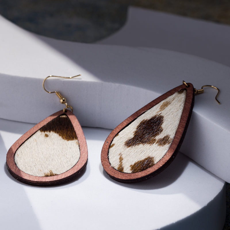 Cercei teardrop din piele