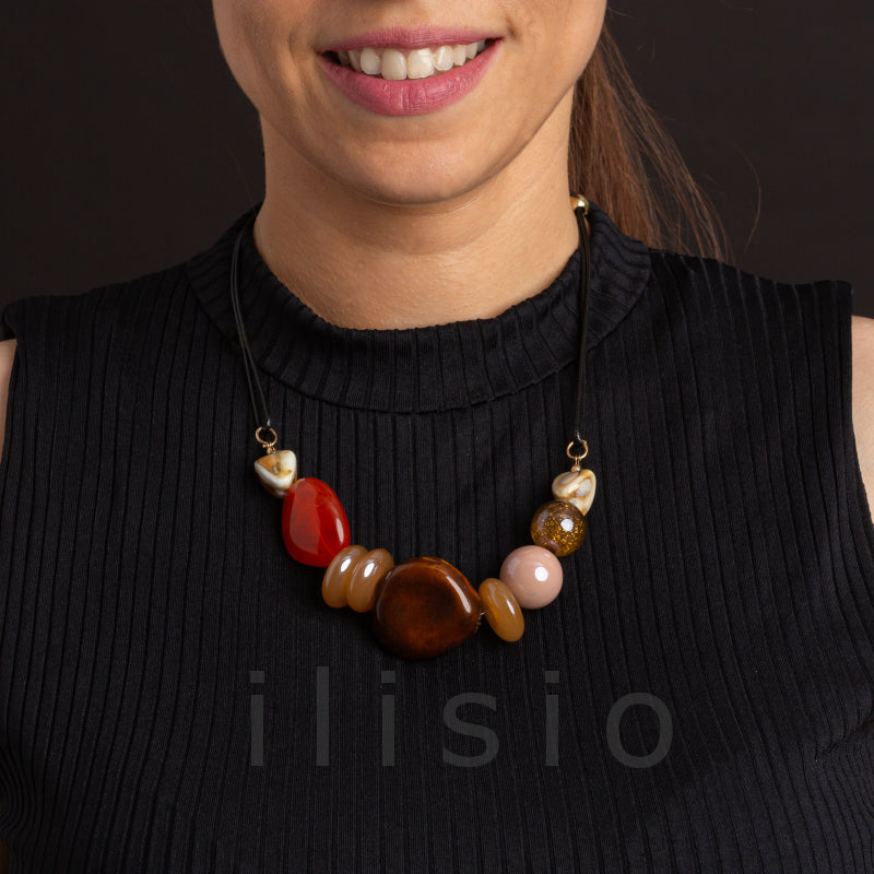 Colier boem cu mărgele ceramice