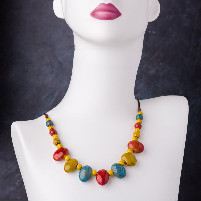 colier boho piese ceramice
