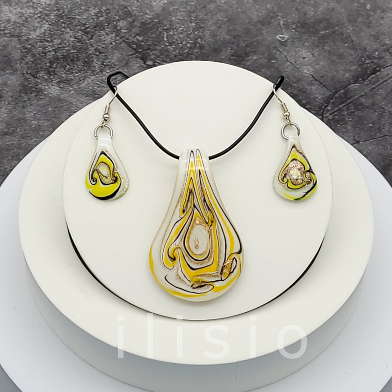 set cercei colier sticla murano